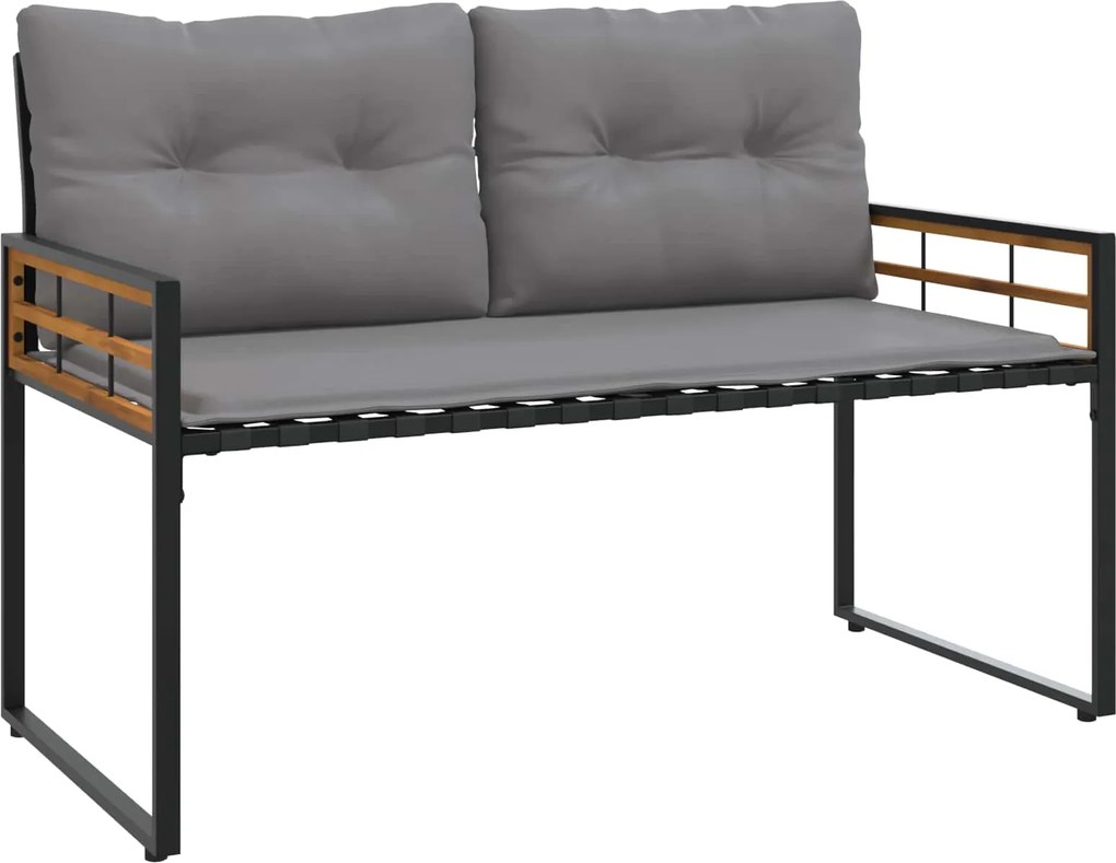 vidaXL Bancă cu strat din lemn cu pernă Gri deschis 114 x 55 x 77 cm