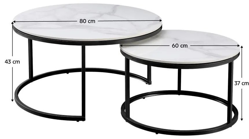 Set 2 măsuță cafea Lastras (marmură albă + oțel negru) . 1096919