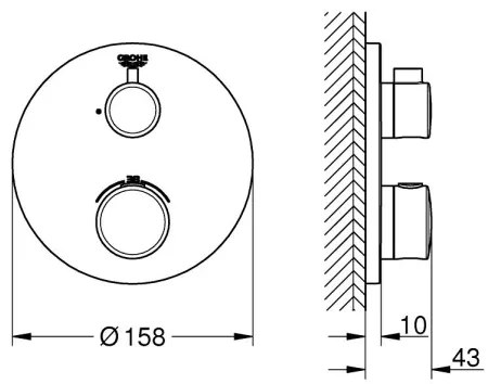 GROHE GROHTHERM 24075000 - Baterie termostatică pentru duș, crom lucios