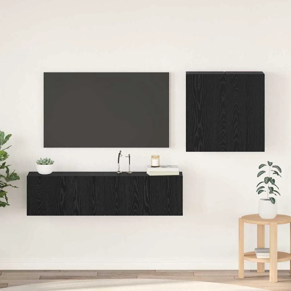 vidaXL Set Dulap TV cu raft cu depozitare cu ușă 4 pcs Stejar negru 120 x 30 x 30 cm