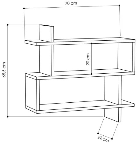 Etajeră de perete PARALEL 65,5x70 cm maro