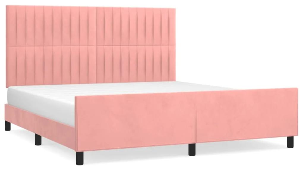 3125890 vidaXL Cadru de pat cu tăblie, roz, 160x200 cm, catifea