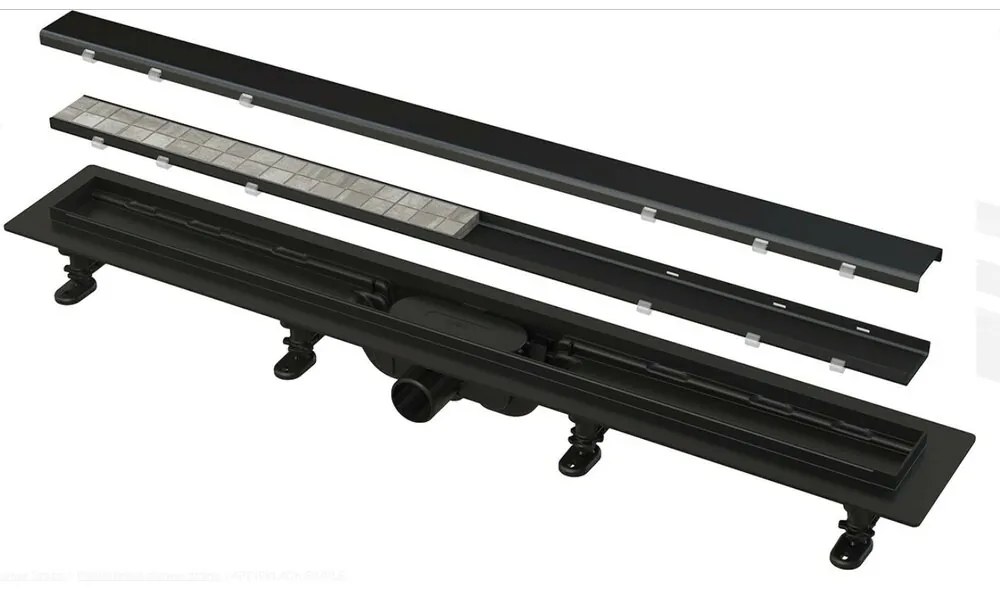 Set rigola pentru dus cu capac Alca APZ19 Black Simple 65 cm