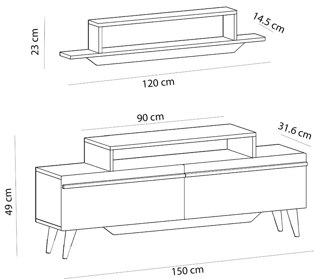 Mobilier living Tebeka 2 (alb + Nuc) . 1095609
