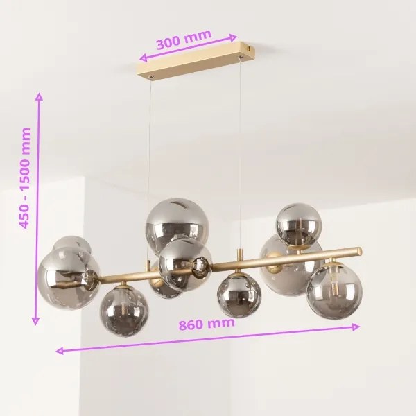 Lustră LED pe cablu Brilagi MILLA 10xG9/3W/230V auriu/fumuriu