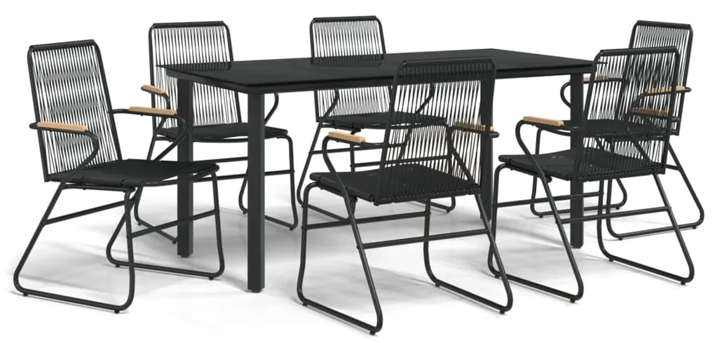 3156573 vidaXL Set mobilier de grădină, 7 piese, negru, ratan PVC