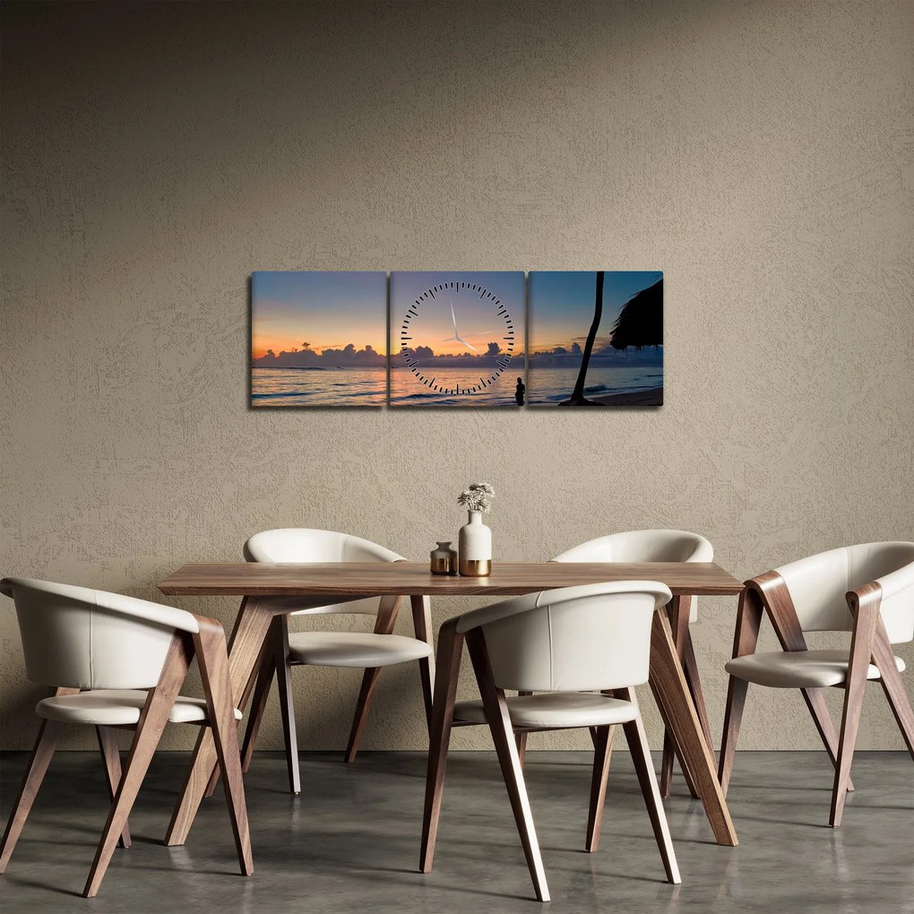 Tablou femeii pe plajă (cu ceas) (90x30 cm)