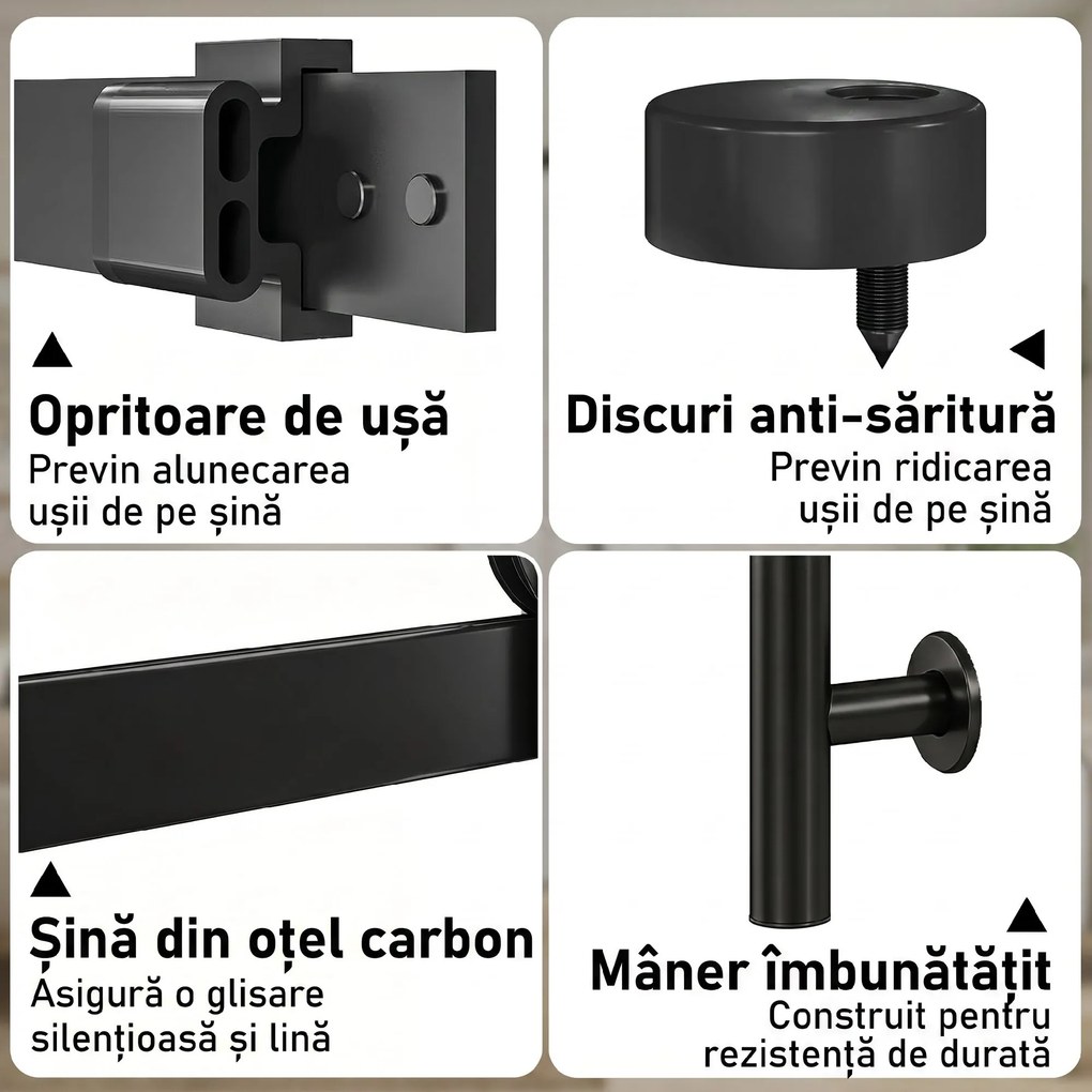 HOMCOM Ușă Glisantă 91.4x213.4cm cu Kit, Panouri din Sticlă, Aspect Lemn Alb | Aosom Romania