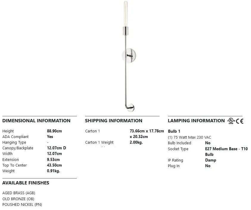 Aplica de perete design minimalist DYLAN nichel lucios