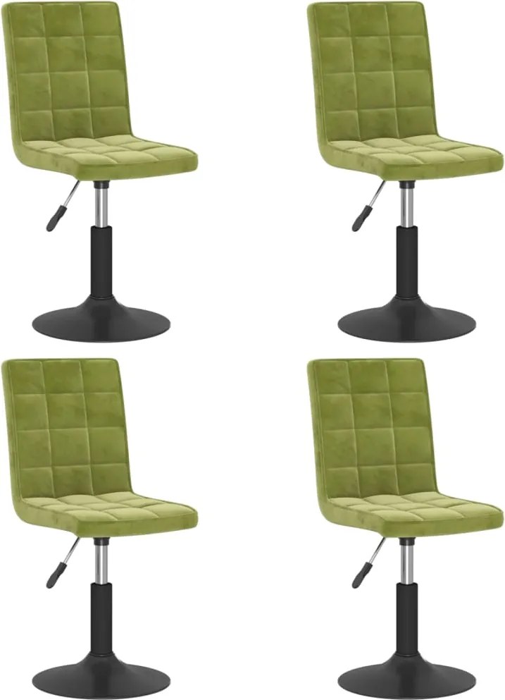 vidaXL Scaune de bucătărie pivotante, 4 buc., verde deschis, catifea