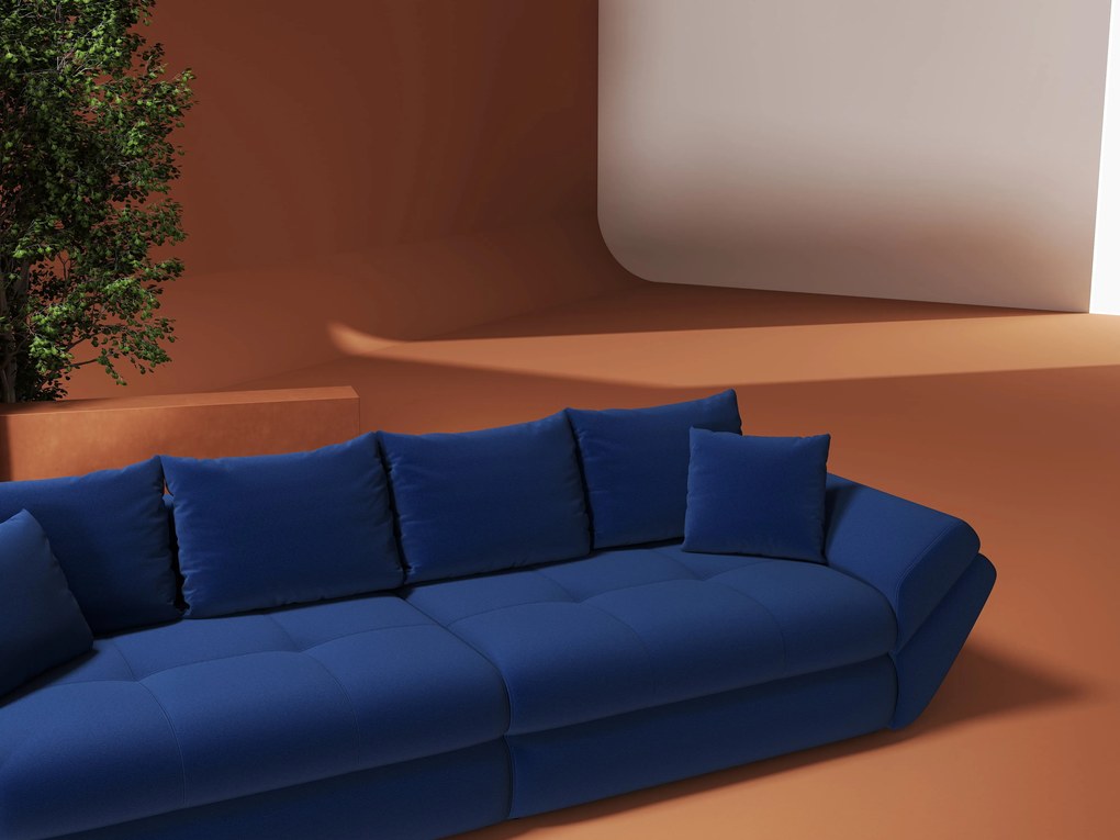 Canapea extensibilă dumonde cu ladă de depozitare si sezut confortabil din spuma high-density, Loana Royal Albastru 300x100 cm