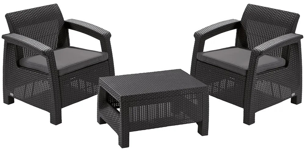 Set mobilier de grădină Keter Corfu, gri închis