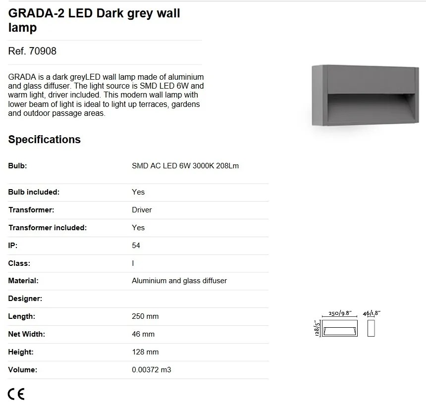 Aplica LED de exterior ambientala IP54 GRADA-2 / 6W gri
