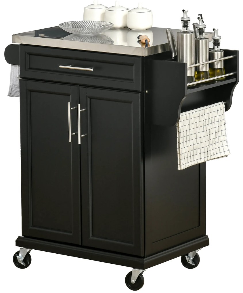 HOMCOM carrello cucina Nero 83.5 × 45.7 × 90.5cm