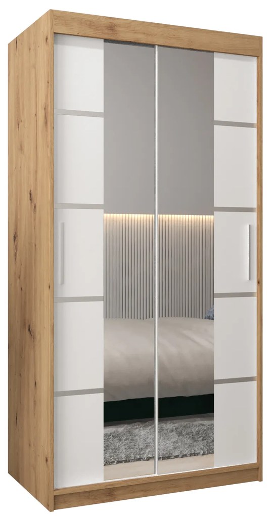 Dulap de haine 120 cm Verika 4 120 (stejar artisan + alb). 1064259