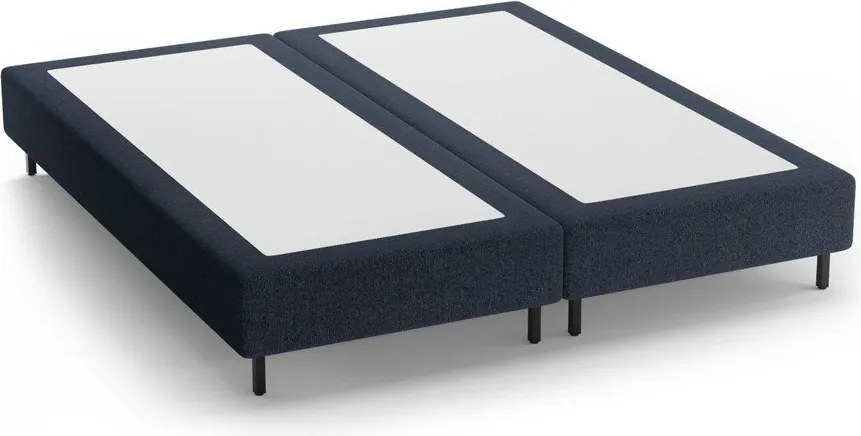 Pat matrimonial albastru închis tapițat fără tăblie 140x200 cm Whale – Micadoni