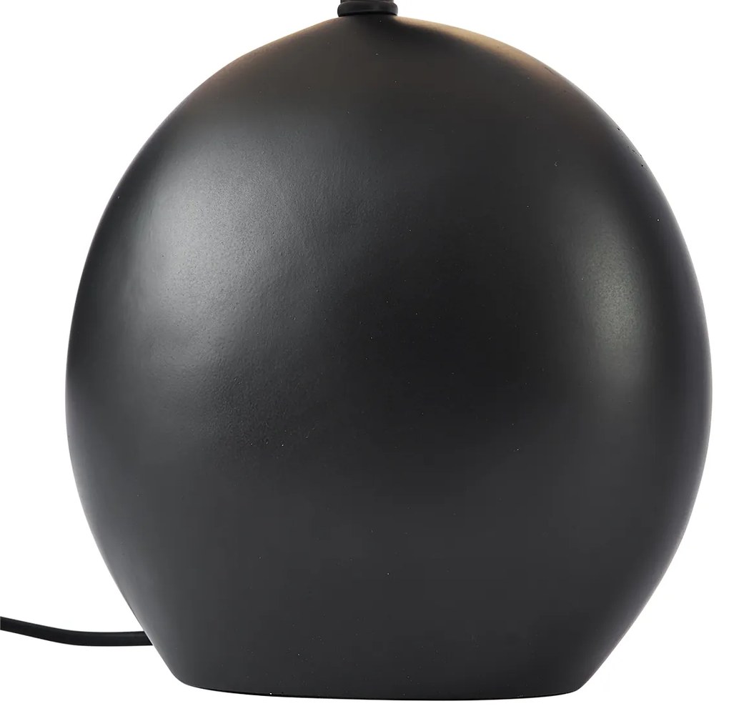 Lampă de masă Japandi neagră cu abajur din in - Timo
