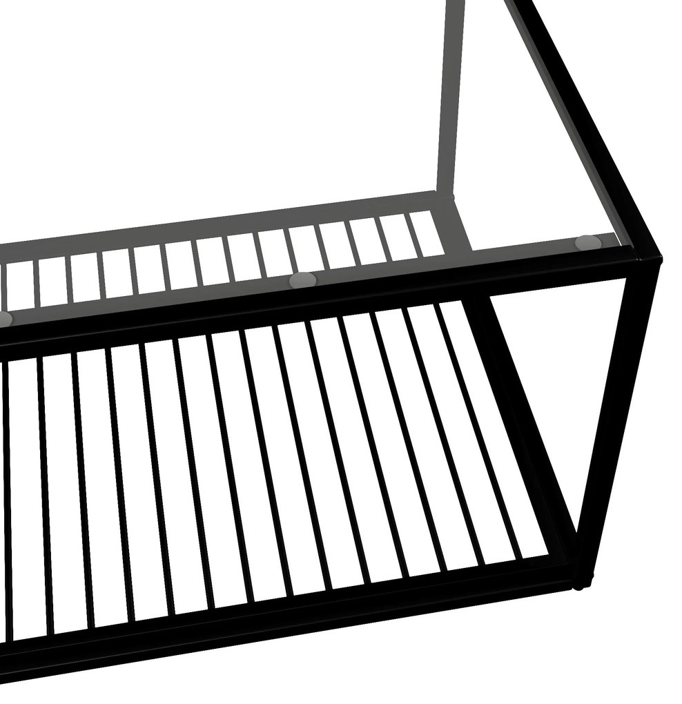 Masă de cafea cu sticlă călită, pentru spațiu de depozitare generos, 110x48x35 cm, Negru