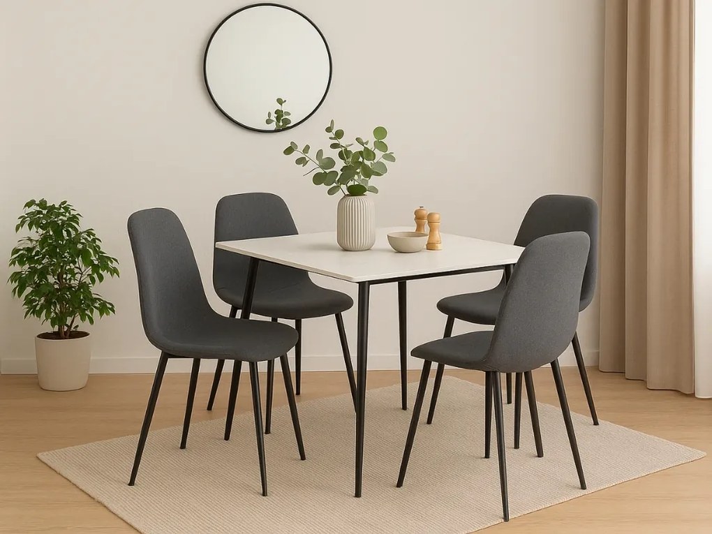 Masa de sufragerie RION 80x80 cm cu blat ceramic, marmura alba
