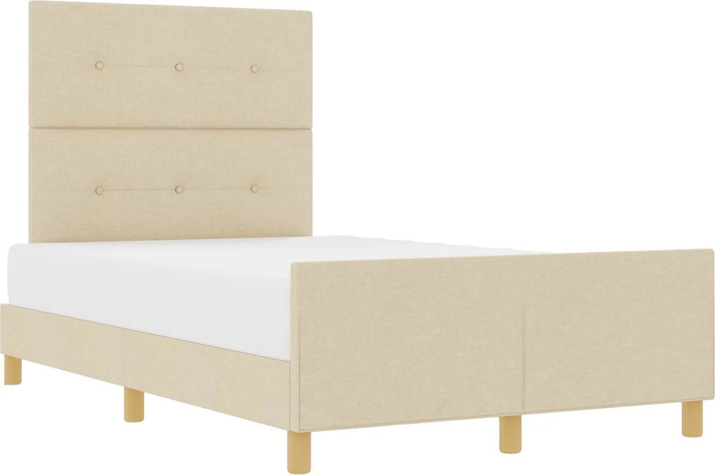 vidaXL Cadru de pat cu headboard Crem 120 x 200 cm țesătură