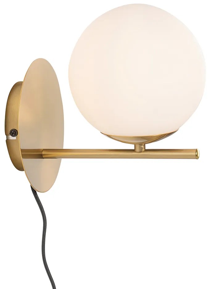 Lampă de perete Art Deco aurie cu sticlă opală - Flore