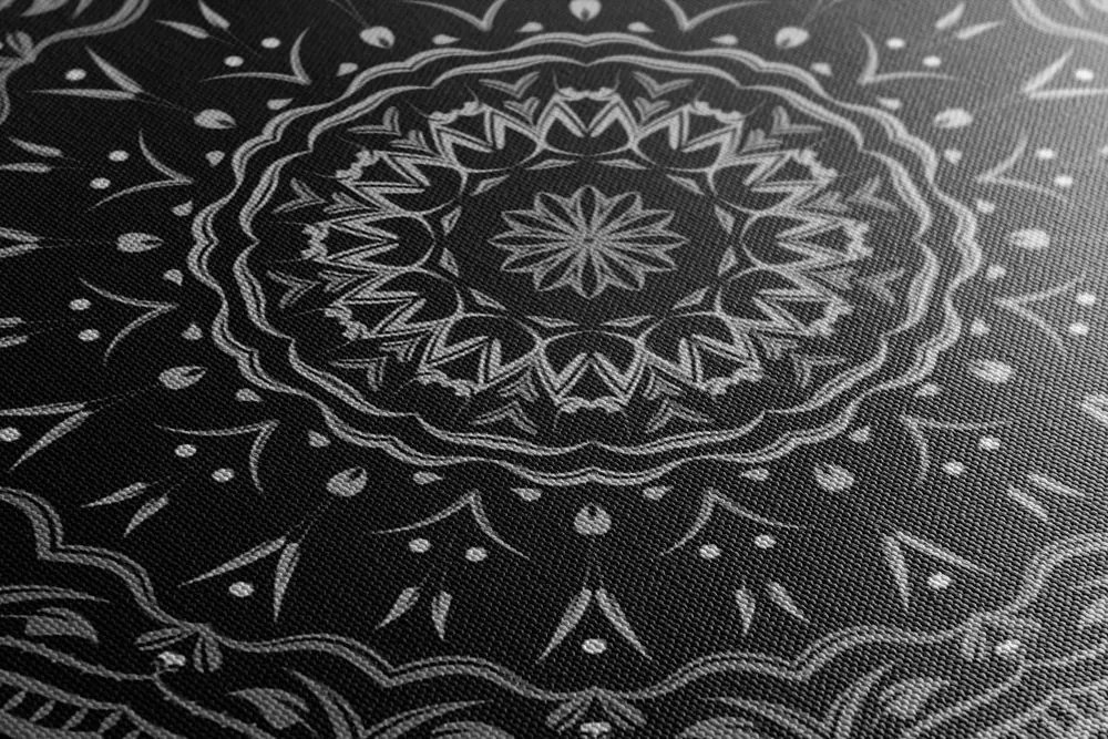 Tablou Mandala în stil vintage în design alb-negru