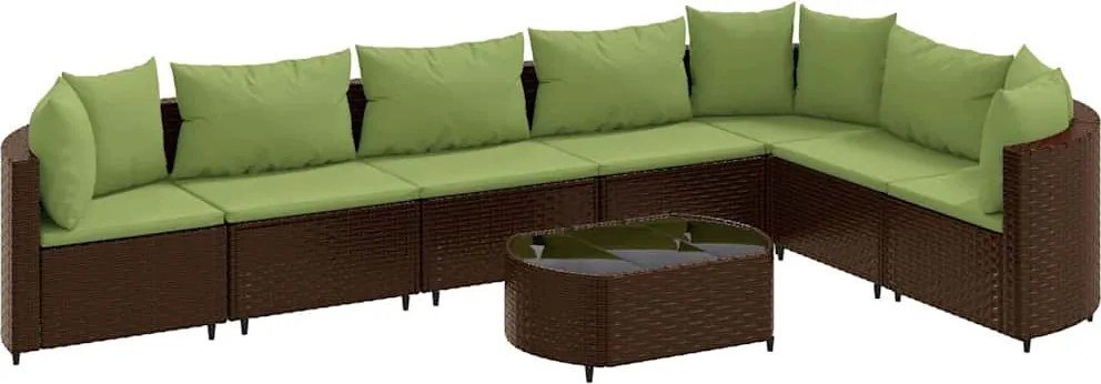 vidaXL Set canapele de grădină cu perne, 8 piese, maro, poliratan