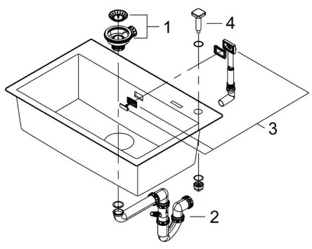 GROHE 31652AP0 - Chiuvetă din compozit K700 780 × 510 mm granit/negru