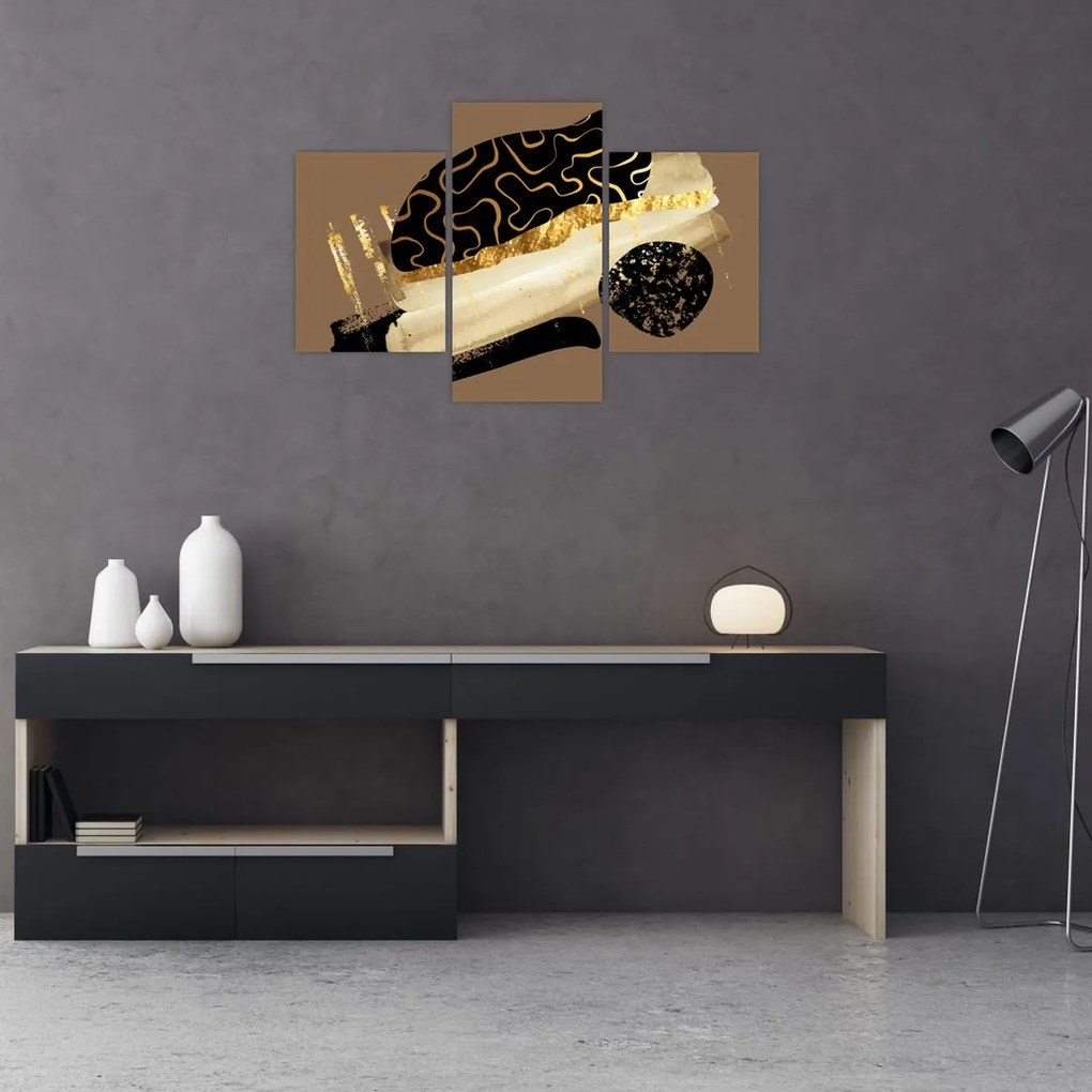 Tablou - Abstracție maro auriu N⁰3 (90x60 cm)