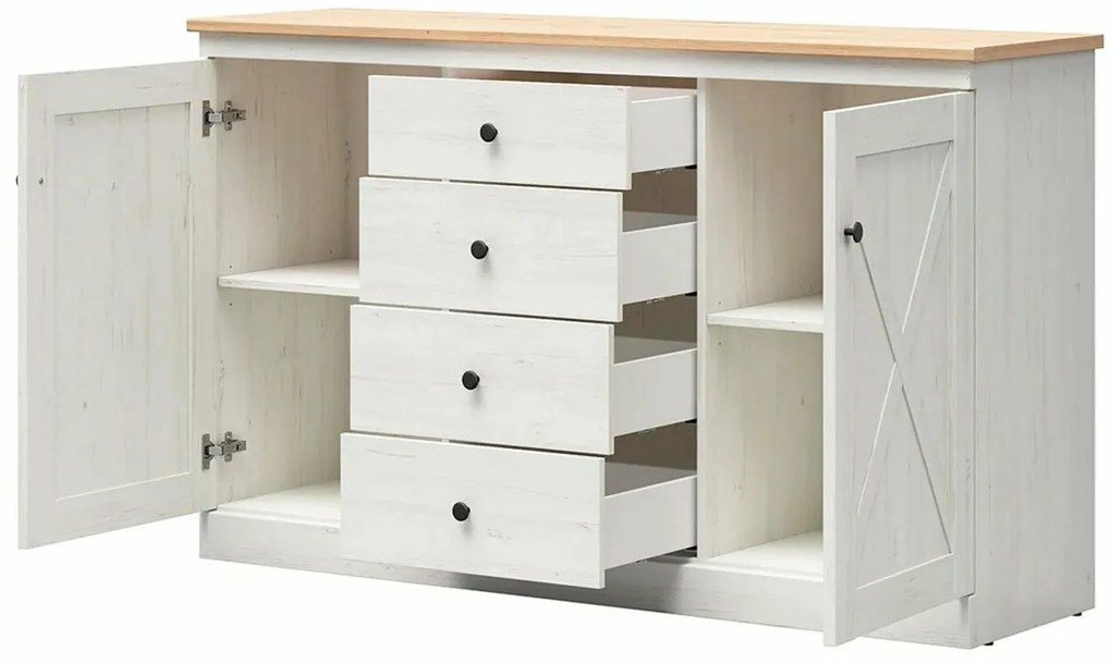 Comodă Frija 2 (pin andersen alb + stejar artisan) . Promo -31%. 1098247