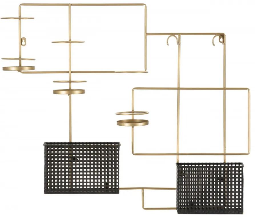 Suport pentru 3 sticle auriu/negru din metal, 77x11,5x65,5 cm, Fashion Mauro Ferretti