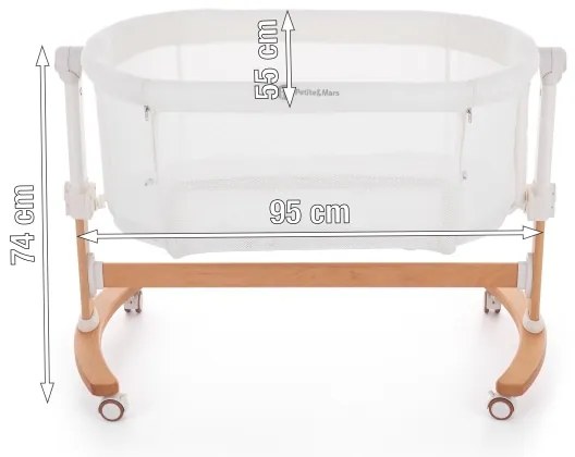 Pătuț pentru bebeluși PETITE&MARS 2 în 1 GLORY gri