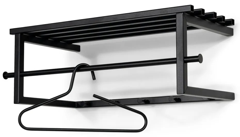 Cuier de perete negru cu raft din metal 76 cm Marco – Spinder Design