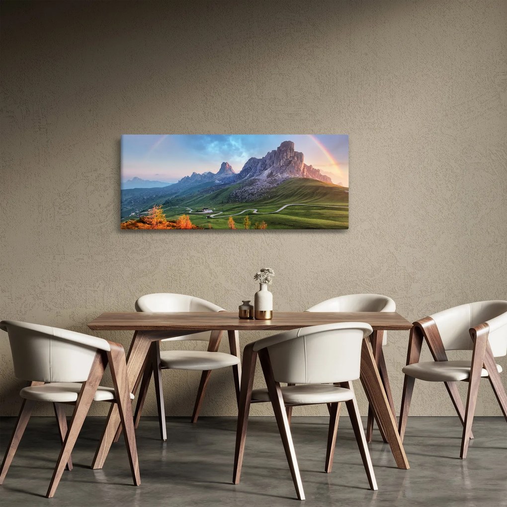 Tablou cu curcupeu deasupra stâncilor (120x50 cm)