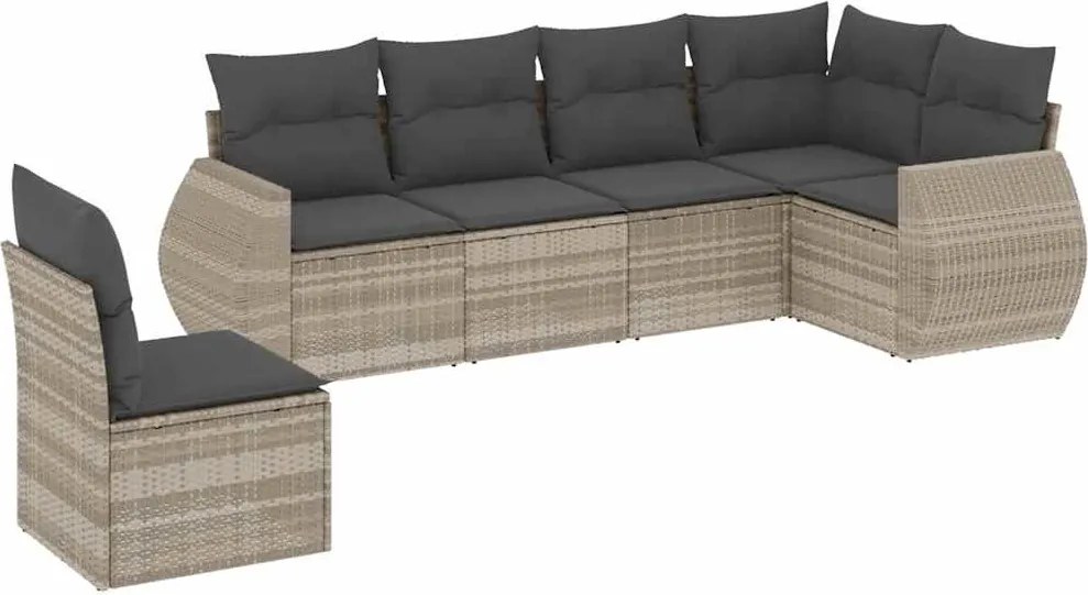 vidaXL Set canapele de grădină cu perne, 6 piese gri deschis poliratan