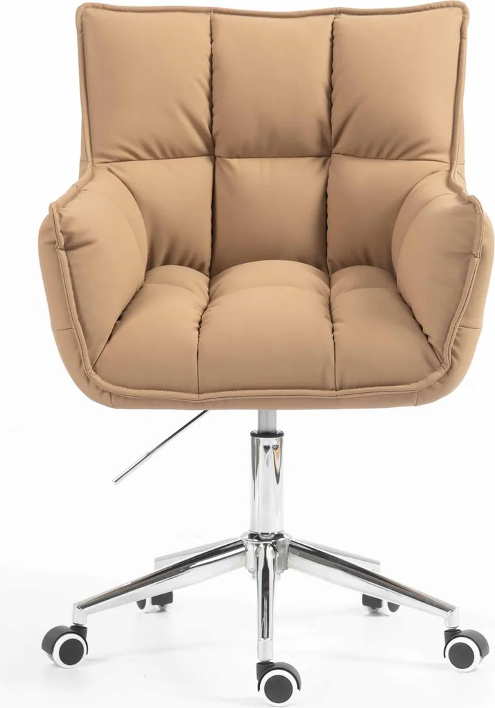 HR560K Scaun Caramel Piele Ecologica Premium Soft cu Bază Cromata