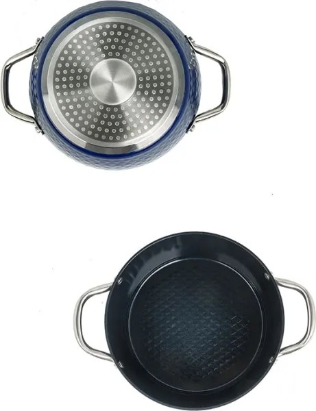 Oala cu capac Zilan ZLN9600 diamond, cu baza de inductie, ceramica si inox, usor de spalat, 20 cm,2.1L