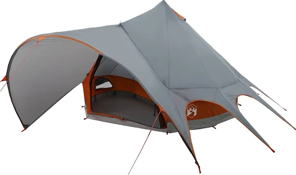 vidaXL Cort Teepee pentru 5 Persoane cu acoperiș Gri și Portocalie