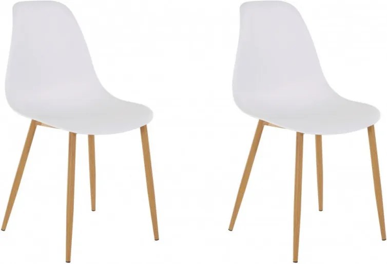 Set de 2 scaune Miller, plastic/metal, alb/maro, 44 x 52 x 87 cm