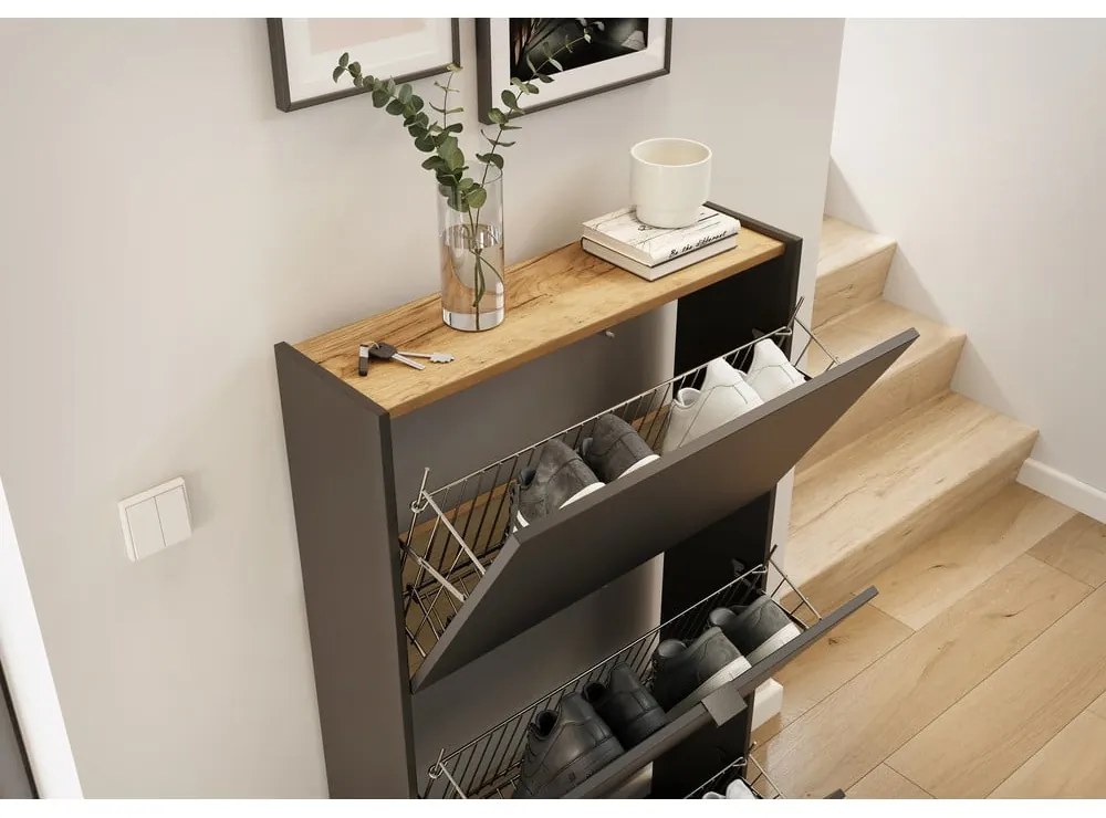 Pantofar gri antracit cu deschidere înclinată 71x127x22 cm Ameca – Germania