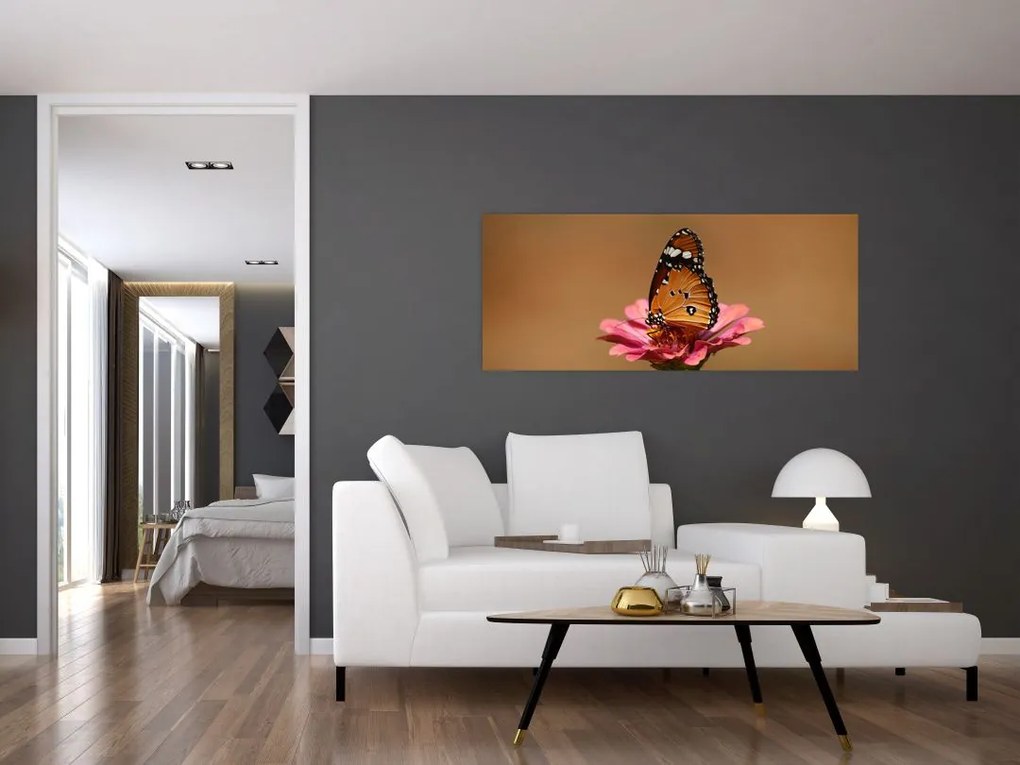 Tablou cu fluture pe floare (120x50 cm)
