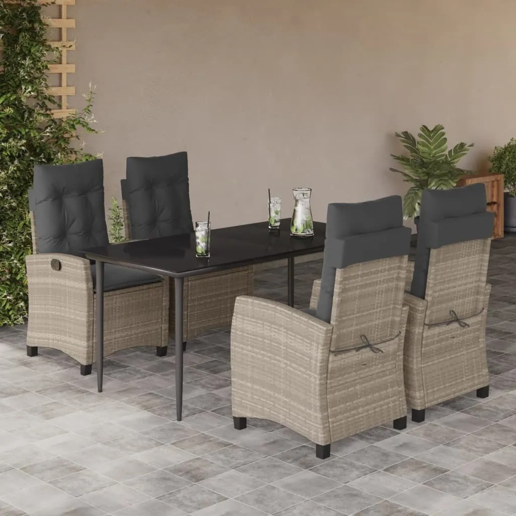 vidaXL Set mobilier de grădină cu perne, 5 piese gri deschis poliratan