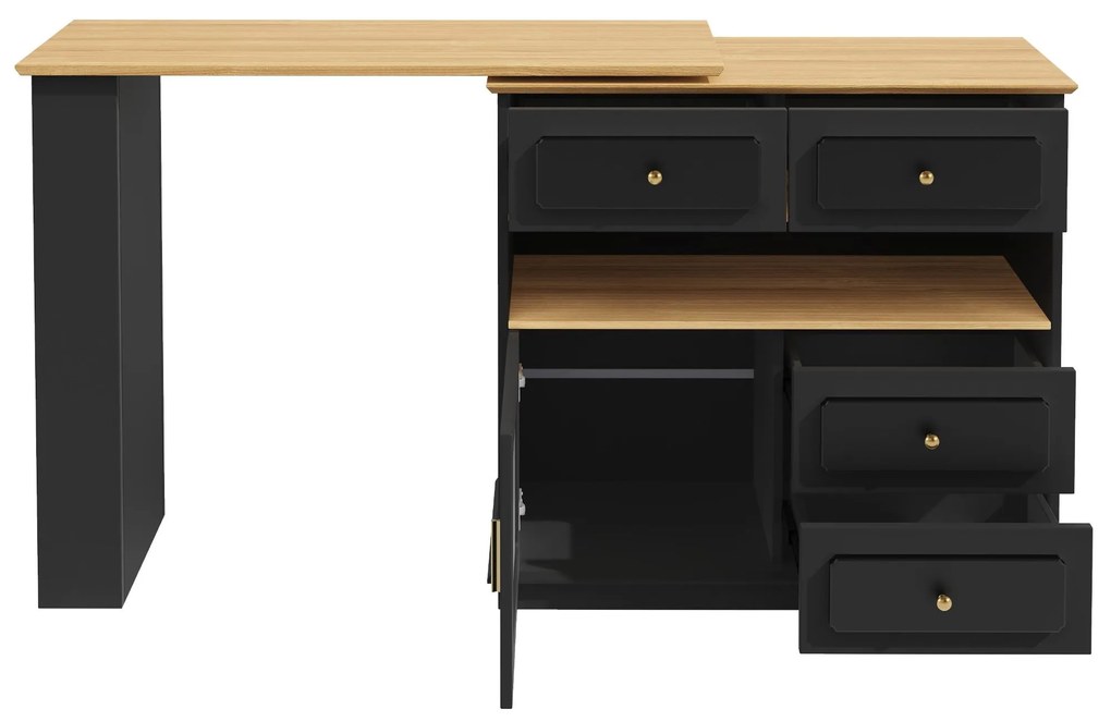 Masă de bar extensibilă cu spațiu de depozitare, Negru | Aosom Romania