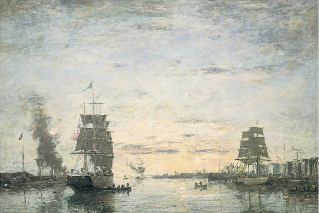 Tablou - Eugène Boudin, Entrance to the Harbor, Le Havre, reproducere (90x60 cm)