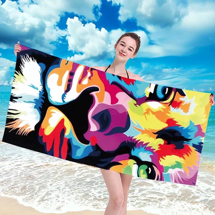 Prosop de plajă cu leu colorat Lățime: 100 cm | Lungime: 180 cm