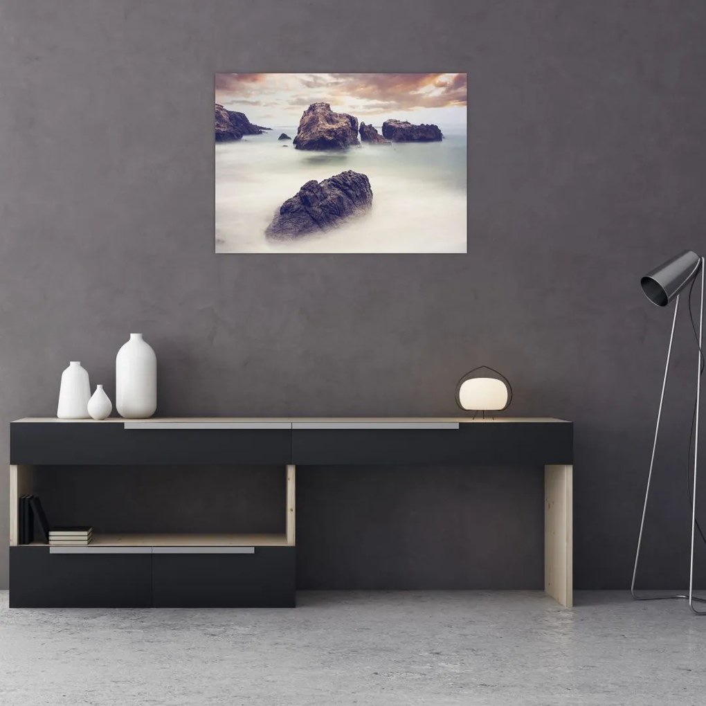 Tablou cu stânci în ceață (70x50 cm)