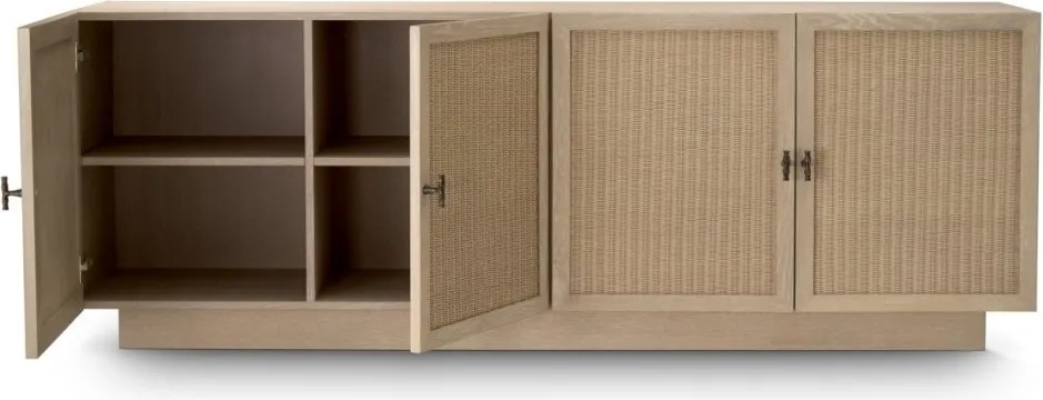 Comoda Design LUX, Lemn, Rattan, Borchard stejar albit