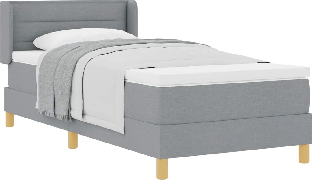 vidaXL Pat cu arcuri cu saltea Gri deschis 200 x 80 cm țesătură