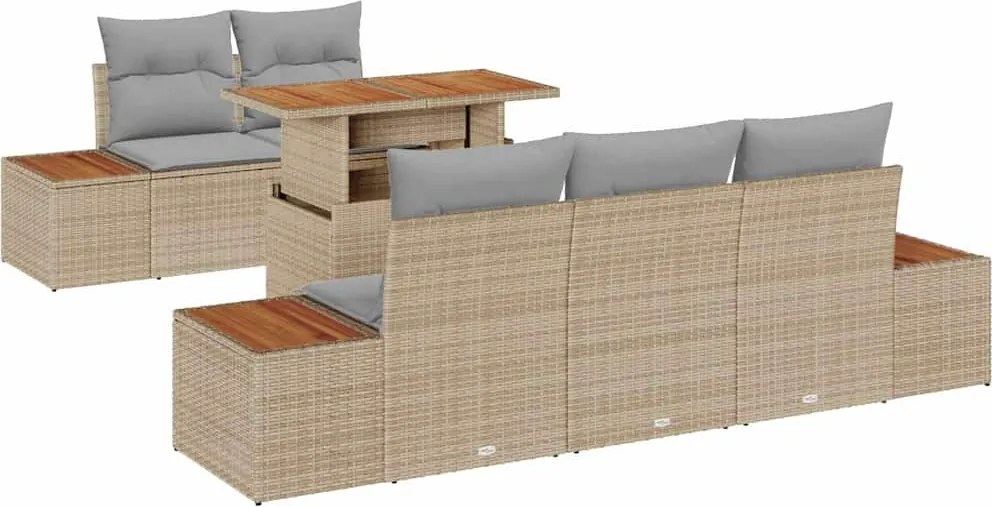 vidaXL Set de canapele pentru grădină 6 pcs Bej Rattan poli