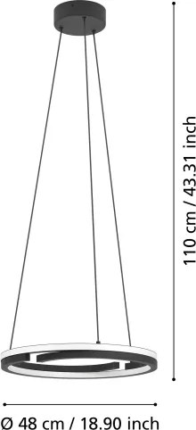 Eglo 901822 - Lustră LED reglabilă pe cablu MEZZOMONTE 2xLED/20W/230V negru + telecomandă